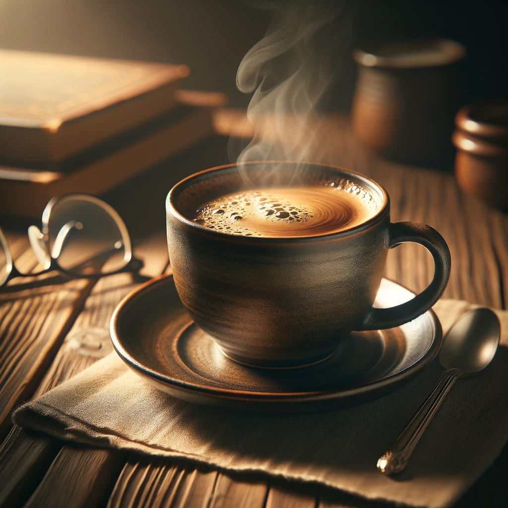 warm coffee with cup